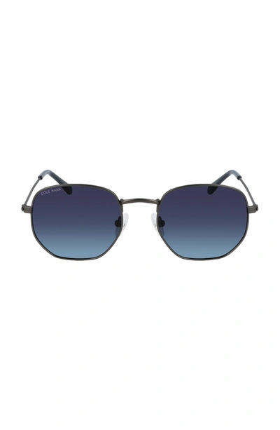 Cole Haan 51mm Angular Round Sunglasses In Gunmetal