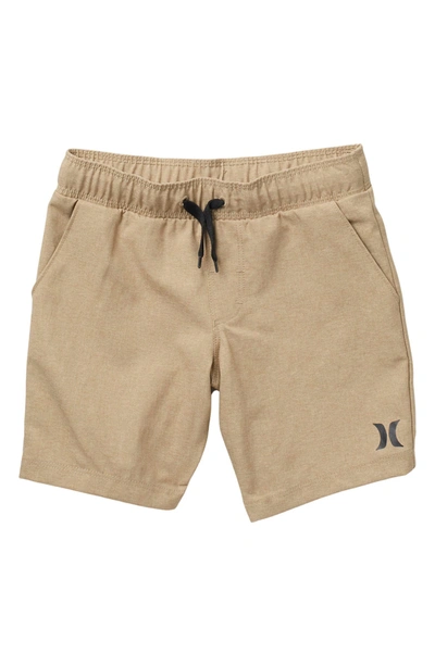 Hurley Kids' Heathered Hybrid Pull-on Shorts In Khaki