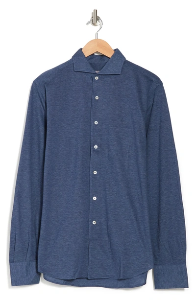 Canali Jersey Trim Fit Sport Shirt In Navy