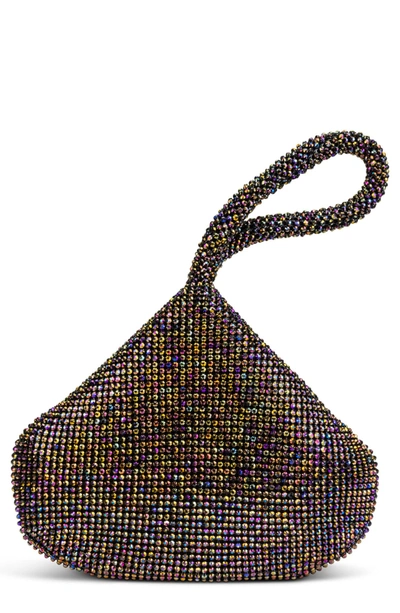 Jessica Mcclintock Staci Beaded Mesh Wristlet In Oilslick