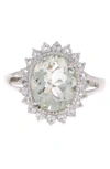 FOREVER CREATIONS STERLING SILVER GREEN AMETHYST RING