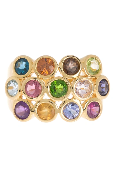 Forever Creations Multi Gemstone Cocktail Ring In Yellow