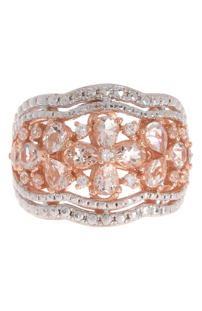 Forever Creations Rose Sterling Silver Morganite Cocktail Ring