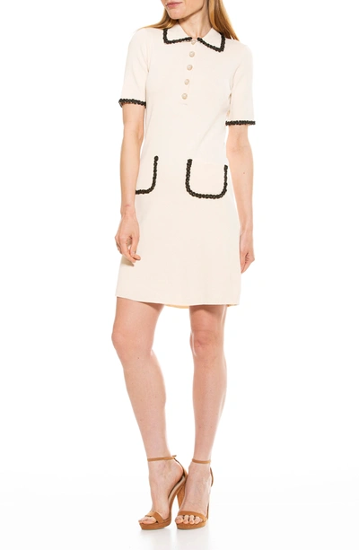 Alexia Admor Piper Short Sleeve Knit Dress In Ivory/black
