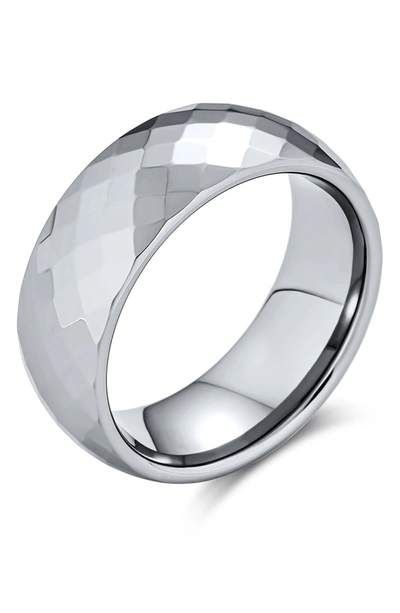 Bling Jewelry Tungsten Multifaceted Ring In Silver