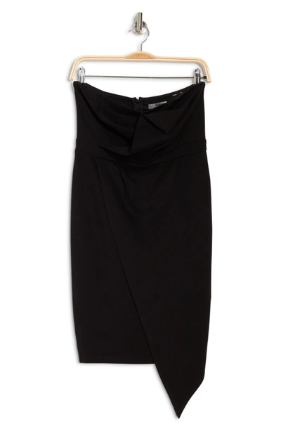 Love By Design Audrey Strapless Asymmetrical Hem Dress In Black