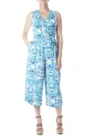 Nina Leonard Surplice Culotte Crop Jumpsuit In Rift Multi Boho Meadow
