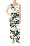 Nina Leonard Patterned Maxi Dress In Navy Multi Shadow Flower