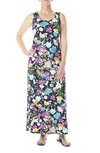 Nina Leonard Patterned Maxi Dress In Navy Combo Botanical Paradise