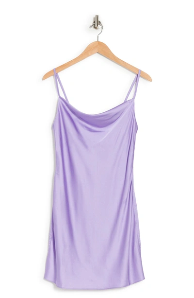 Knowonecares Satin Mini Slip Dress In Bright Purple