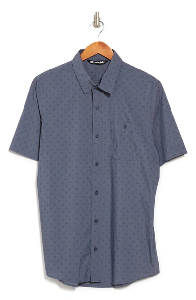Travismathew Perspective Slim Fit Short Sleeve Button-up Shirt In Heather Blue Nights