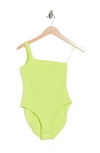 French Connection Saachi One-shoulder Jersey Bodysuit In 30-lime Punch