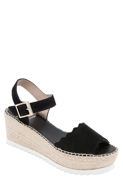 Andre Assous Cacia Platform Wedge Sandal In Black Suede