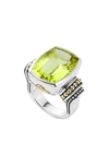 Lagos 'caviar Color' Large Semiprecious Stone Ring In Green Quartz