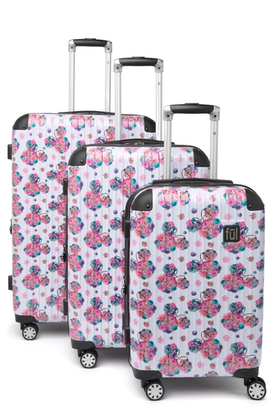 Danielle Nicole Minnie Floral Print Hardside Spinner 3-piece Suitcase Set In White
