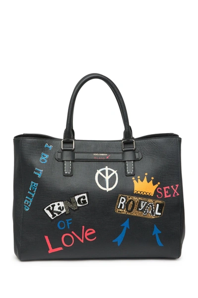 Dolce & Gabbana King Of Love Leather Shoulder Bag In Black