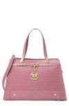 Persaman New York Esther Croc Embossed Leather Satchel In Dusty Rose