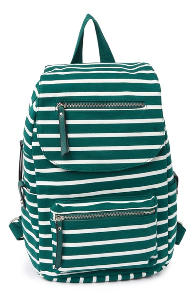 Madden Girl Proper Flap Nylon Backpack In Green Stripe