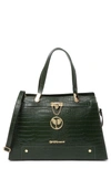 Persaman New York Esther Croc Embossed Leather Satchel In Olive