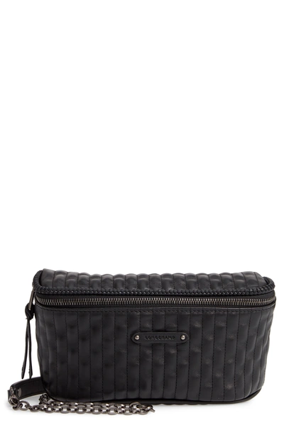 Longchamp Quilted Padded Chain Strap Belt Bag In Black
