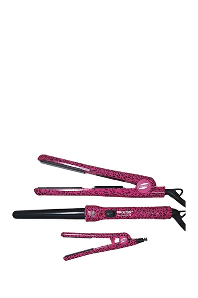 Proliss The Infusion Collection: 3-piece Flat Iron And Curling Wand Set In Pink Leopard