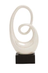 Willow Row White Ceramic Swirl Abstract Sculpture With Black Base
