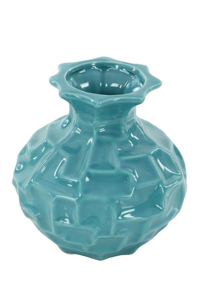 Willow Row Teal Blue Modern Short Vase