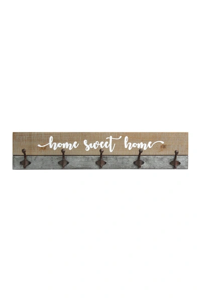 Stratton Home Decor Multi Rustic Home Sweet Home Hooks In Distressed Wood Metal White