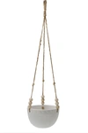 Flora Bunda Matte White Caveman Ceramic Hanging Planter In Matte White
