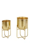 WILLOW ROW GOLDTONE METAL CONTEMPORARY PLANTER WITH REMOVABLE STAND