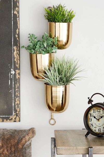 Willow Row Gold Contemporary Metal Hanging Planter Rack