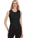 Calvin Klein Petite Sleeveless Pleated Top In Black