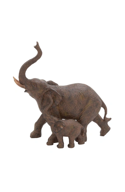 Willow Row Brown Eclectic Polystone Elephant Sculpture