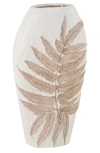 WILLOW ROW WHITE POLYSTONE LEAF VASE