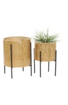 COSMO BY COSMOPOLITAN GOLDTONE METAL CONTEMPORARY PLANTER WITH REMOVABLE STAND