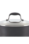 Anolon Advanced Pewter Hard Anodized 4.5-quart Covered Tapered Saucepot In Dark Gray