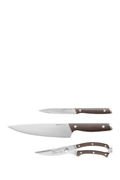 Berghoff International Black Ron 3-piece Knife Set In Natural