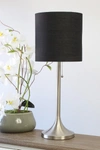 Lalia Home Brushed Nickel Tapered Table Lamp With Black Fabric Drum Shade