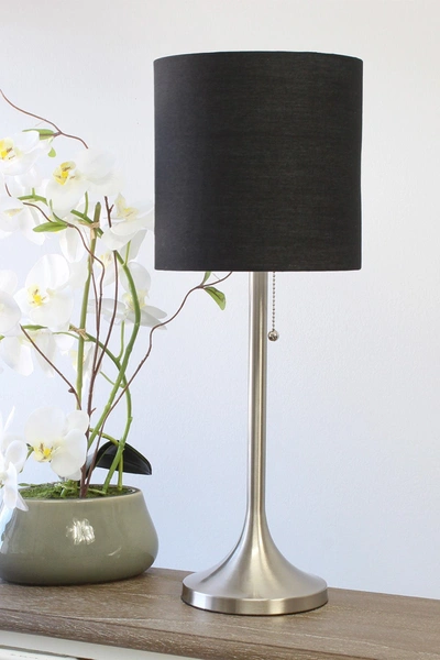 Lalia Home Brushed Nickel Tapered Table Lamp With Black Fabric Drum Shade