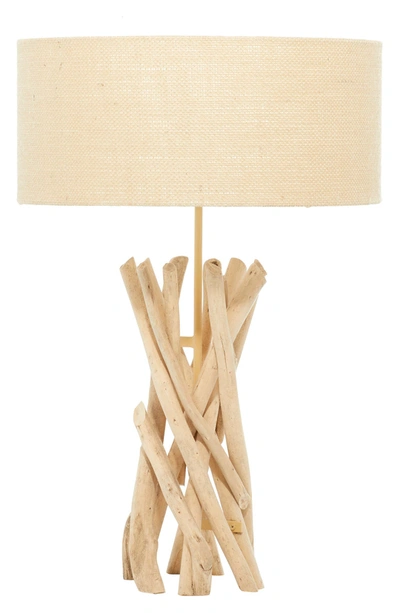 Willow Row Brown Driftwood Metal Table Lamp In Beige