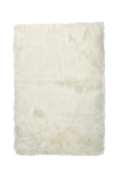 Luxe Faux Fur Hudson Rectangular Rug In Off White