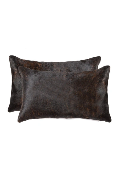 Natural Torino Genuine Cowhide Pillow In Chocolate