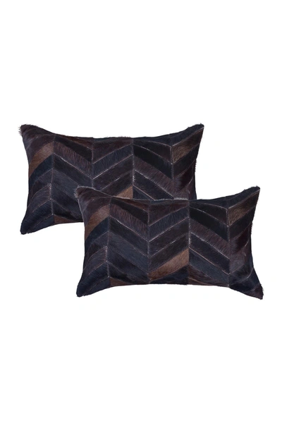 Natural Torino Chevron Genuine Cowhide Pillow In Chocolate