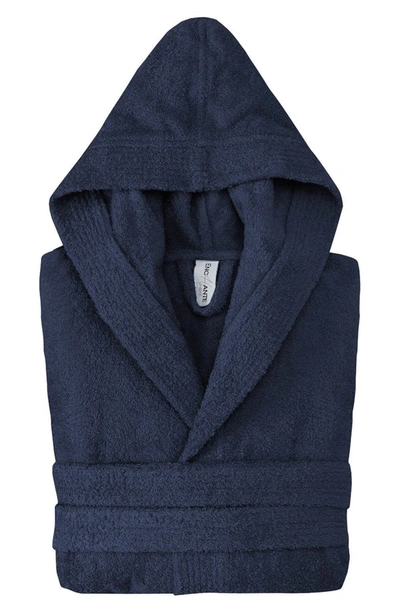 Enchante Home Hooded Turkish Cotton Bathrobe In Navy