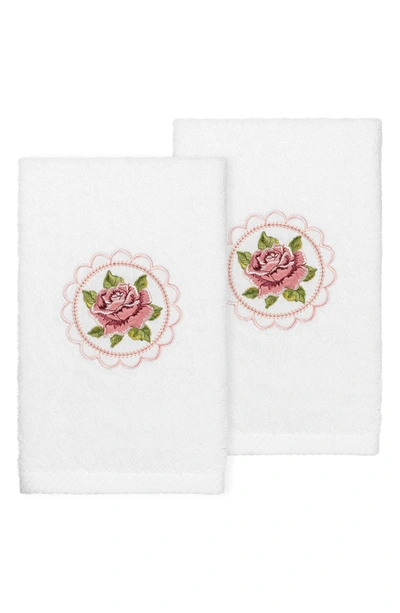 Linum Home Textiles Rosalie Embroidered Luxury Hand Towels In White