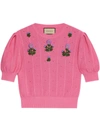 GUCCI FLORAL EMBROIDERY KNIT TOP