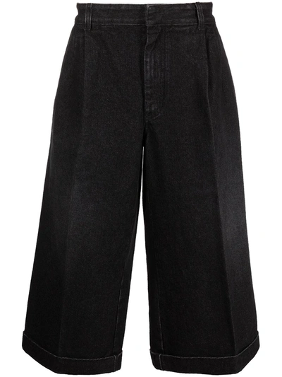 Loewe Cropped Wide-leg Jeans In Black