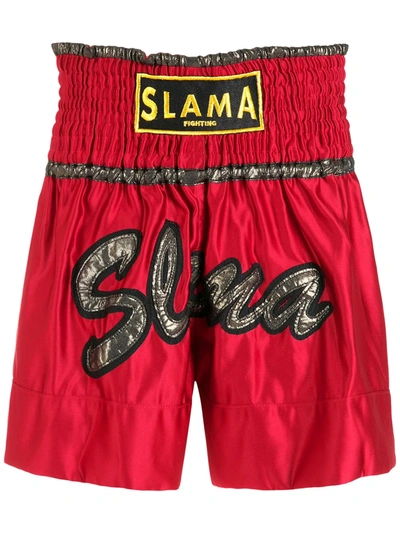 Amir Slama Embroidered Luta Shorts In Red