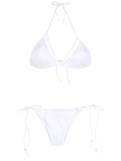 Brigitte Tie-fastened Halterneck Bikini In White