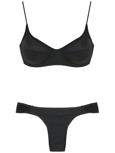 Brigitte Ruched-detail Bikini In Black